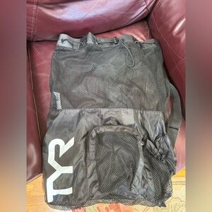 TYR Black big Mesh Mummy swim equipment backpack 40L NWOT stock photo shown also